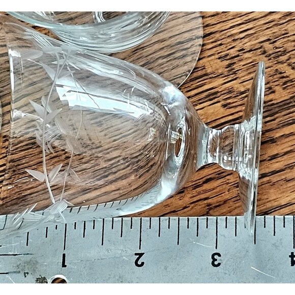 Etched Floral Vine Cocktail Glasses MCM dessert footed short stem oyster cup (3 - Picture 8 of 9